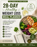 28-Day Healthy Weight Loss Meal Planner with healthy meal planning, grocery lists, habit trackers, and balanced meal ideas